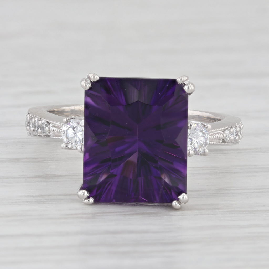 Light Gray 6.05ctw Amethyst Diamond Ring 14k White Gold Size 7.25