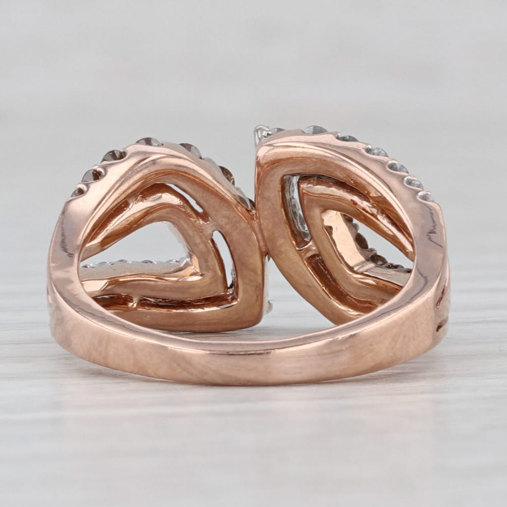 Gray 1.12ctw Champagne White Diamond Bypass Ring 14k Rose Gold Size 7.75 Cocktail