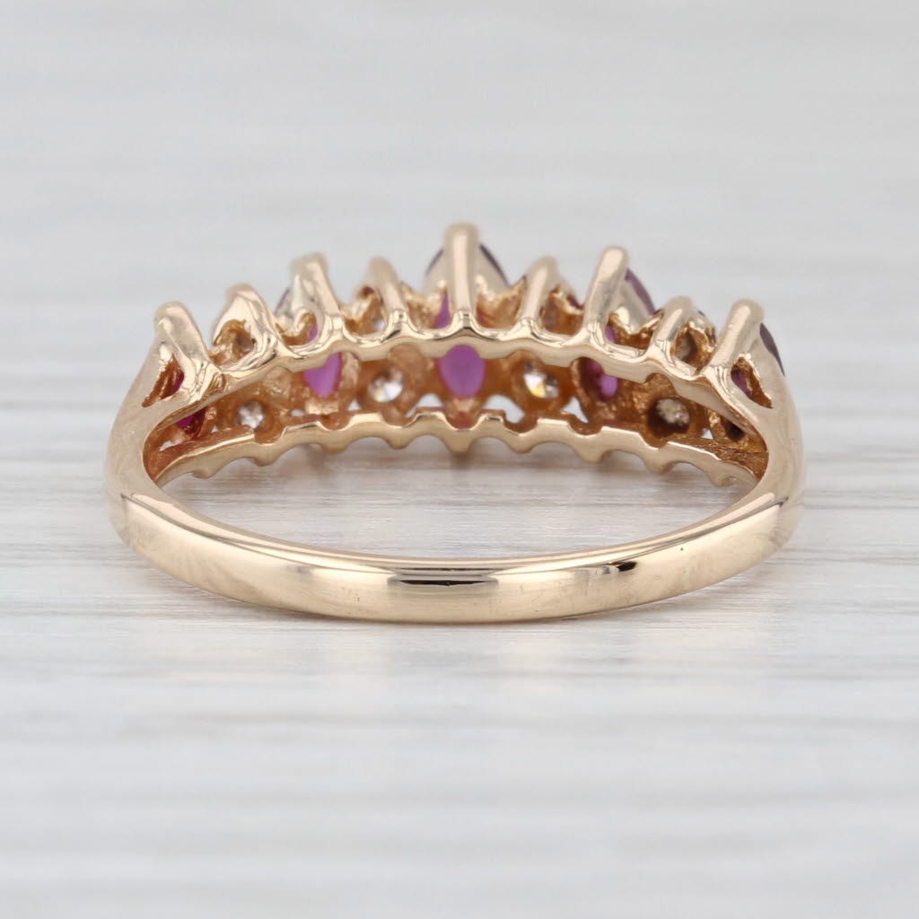 0.81ctw Ruby Diamond Tiered Pyramid Rooftop Ring 14k Gold Size 6.25 Stackable