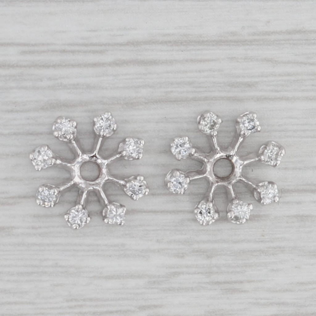 Gray 0.48 ctw Diamond Halo 14K White Gold Earring Enhancers