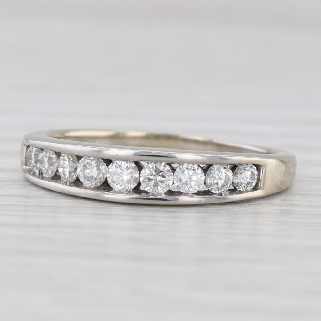 Light Gray 0.47ctw Diamond Wedding Band 14k White Gold Stackable Anniversary Ring Sz 8.75