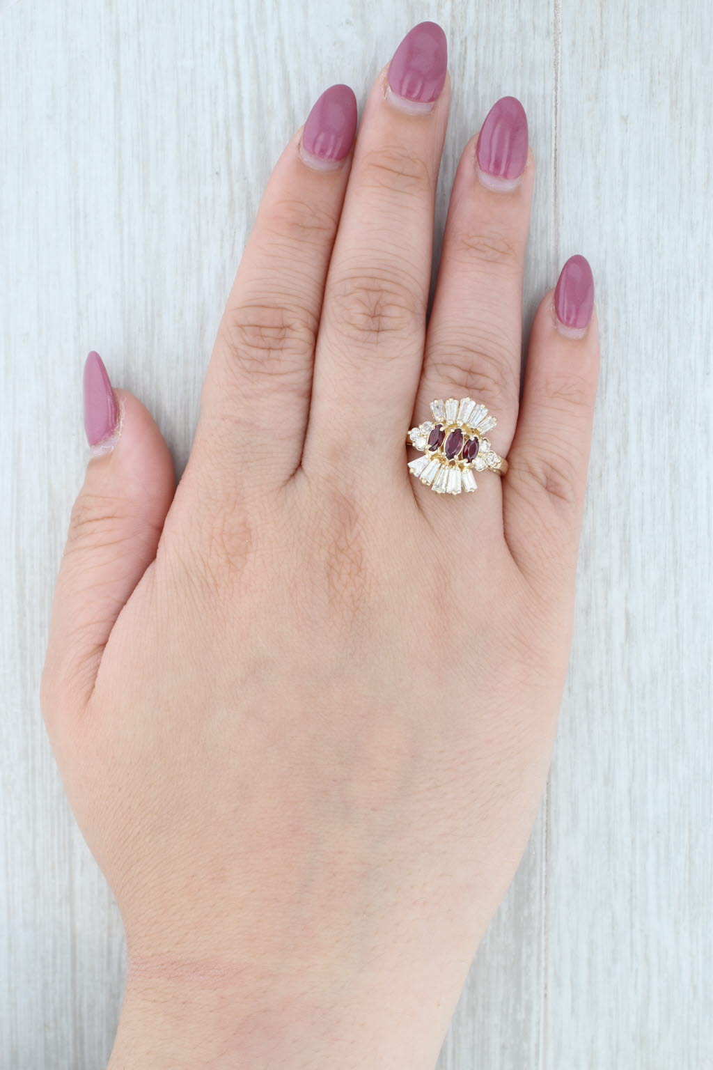 1.98ctw Ruby Diamond Ring 14k Yellow Gold Size 7.5 Cocktail