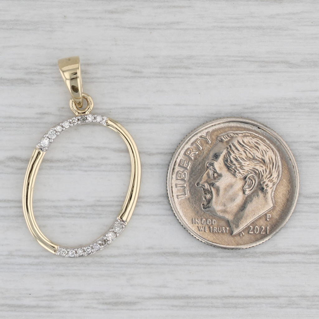 New Diamond Letter Initial "O" Pendant 10k Yellow Gold