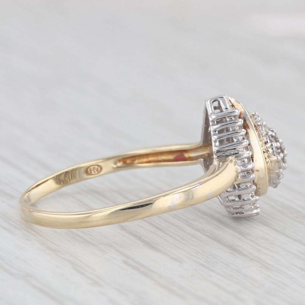 Light Gray 0.16ctw Teardrop Diamond Halo Engagement Ring 10k Yellow Gold Size 10.5