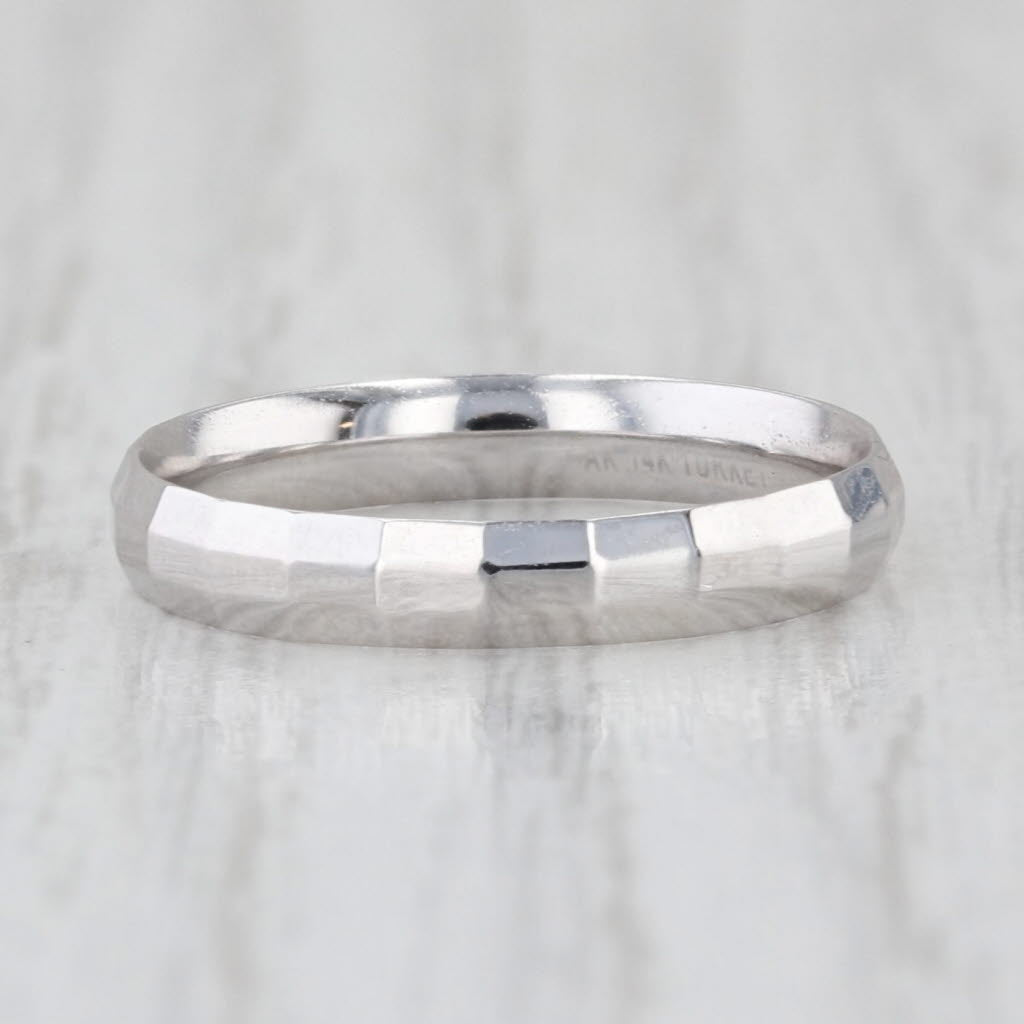 Beveled Band Ring 14k White Gold Size 5 Stackable Wedding Band