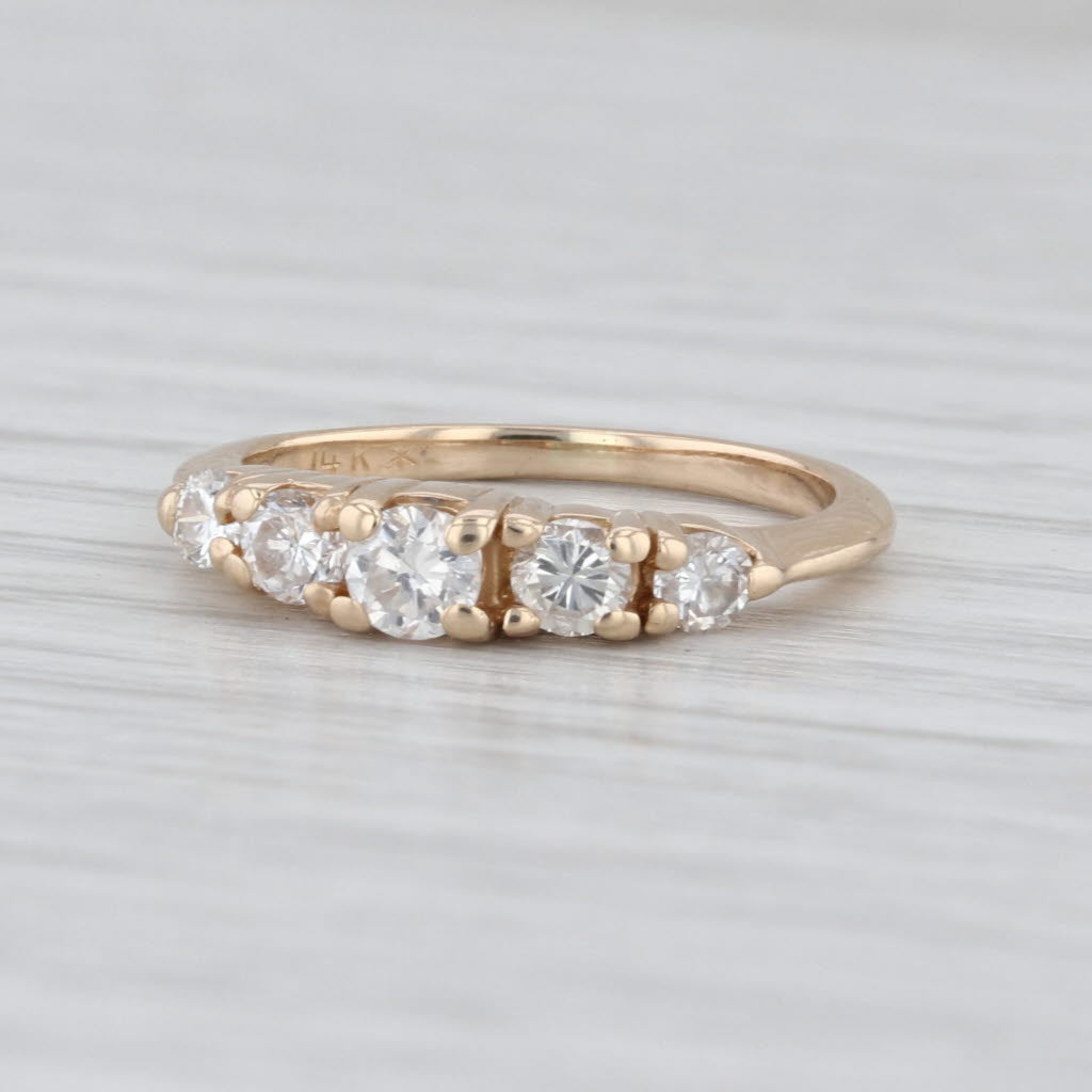 0.49ctw Diamond 5 Stone Tiered Ring 14k Yellow Gold Size 4.75 Stackable Wedding