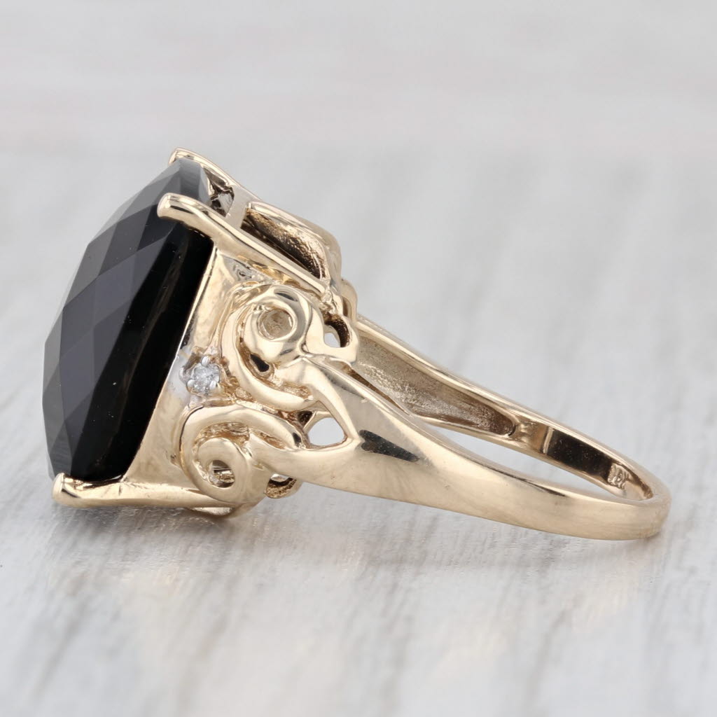 12.03ct Obsidian Diamond Ring 10k Yellow Gold Size 7 Cocktail