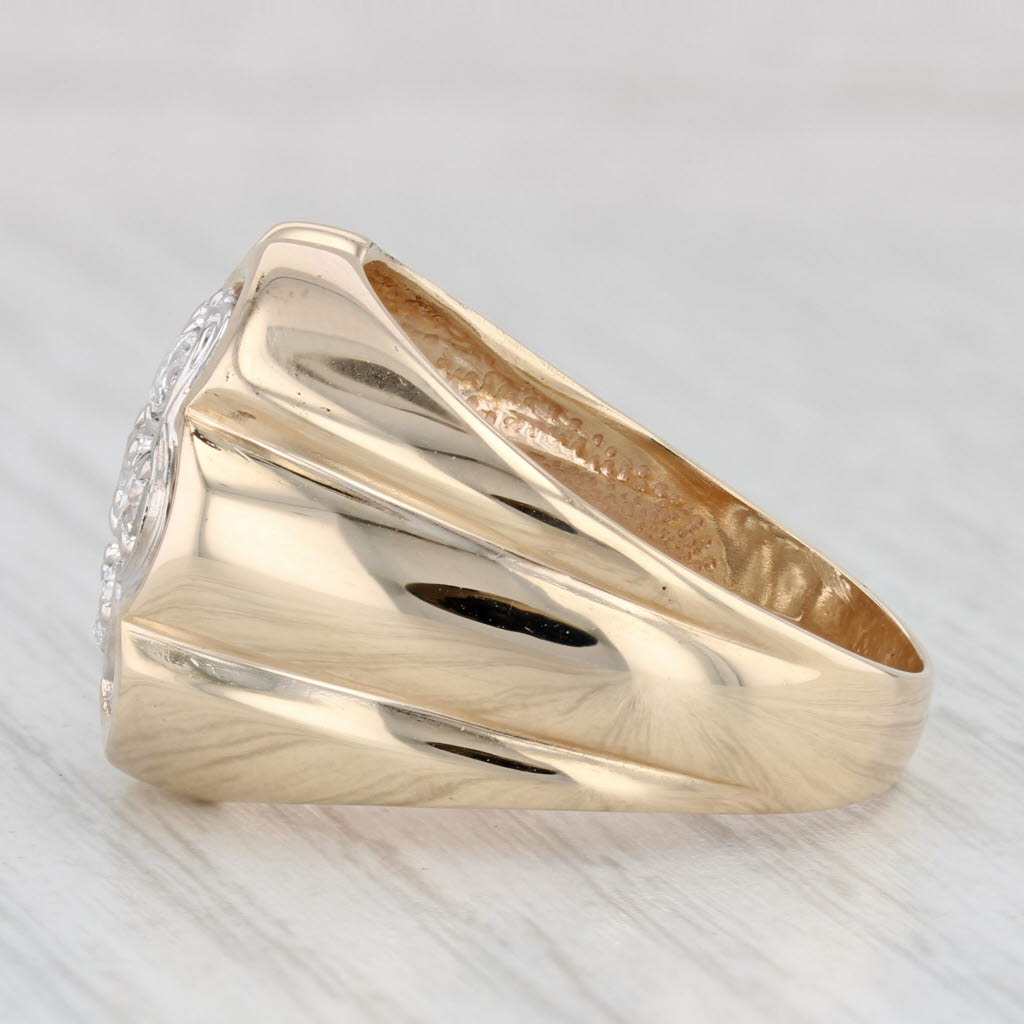 Light Gray 0.52ctw Diamond Cluster Men's Ring Belcher Setting 14k Yellow Gold Size 10.5