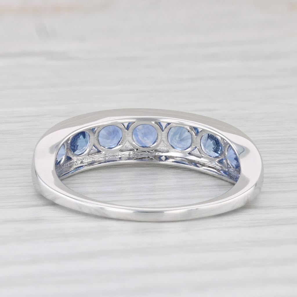Light Gray 2.55ctw Blue Sapphire Ring 10k White Gold Stackable Wedding Anniversary Band