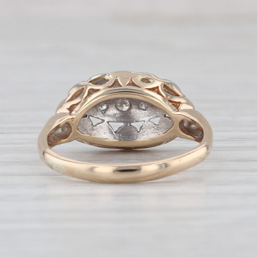 Vintage Diamond Princess Ring 10k White Yellow Gold Size 6.5