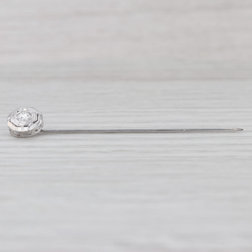 Vintage 0.15ct Diamond Solitaire Stickpin 12k White Gold