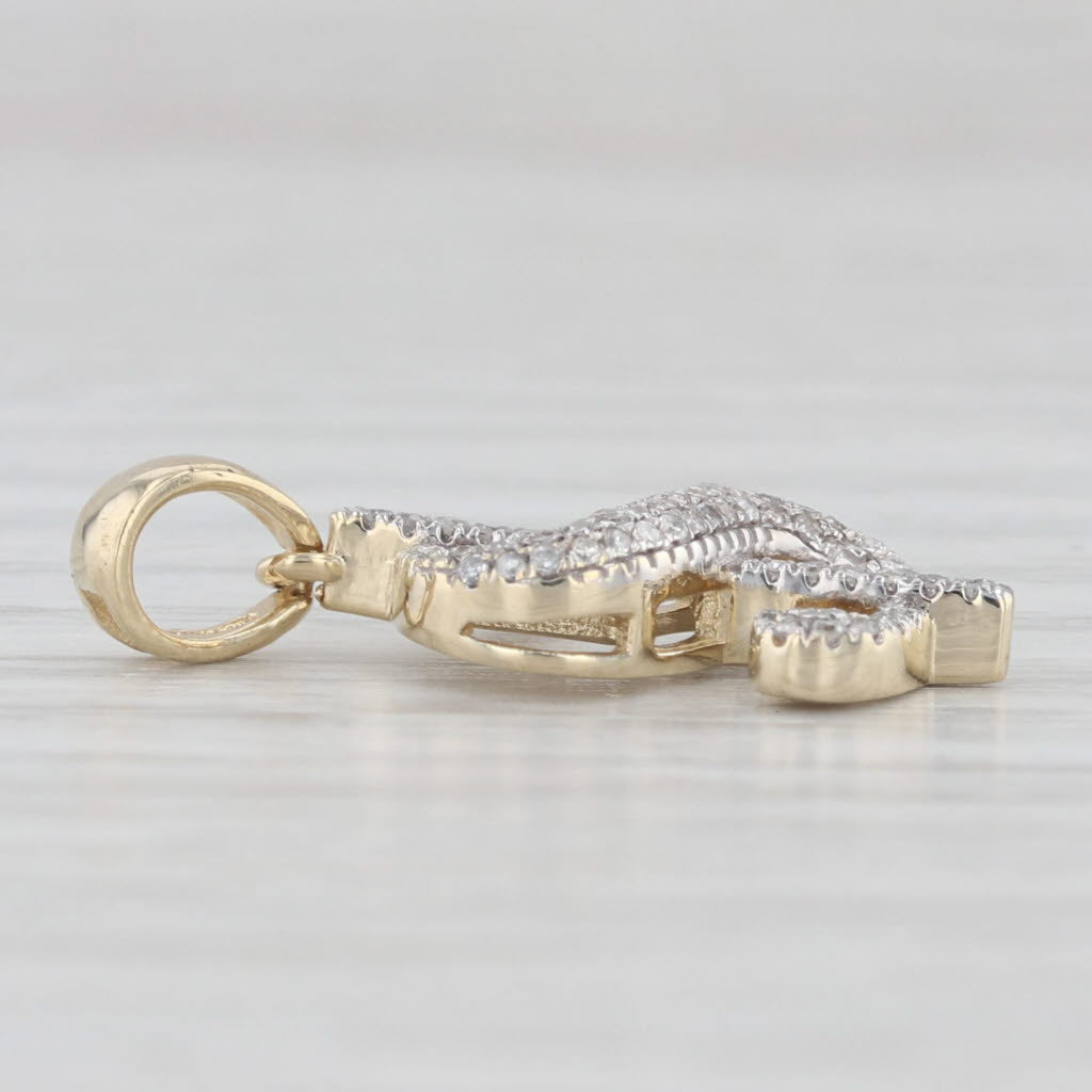Light Gray 0.20ctw Money Dollar Sign Pendant 10k Yellow Gold Small Drop
