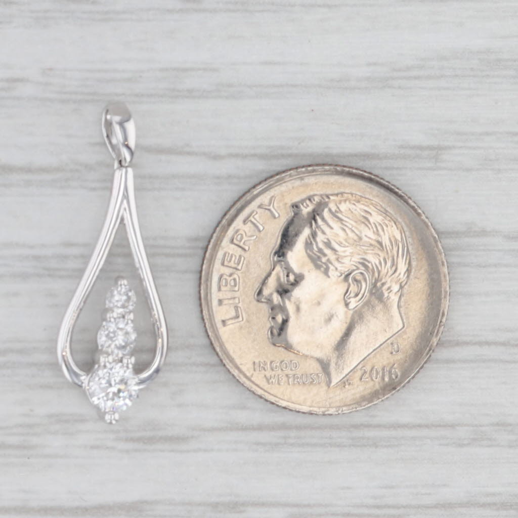 0.30ctw Diamond 3-Stone Teardrop Pendant 10k White Gold