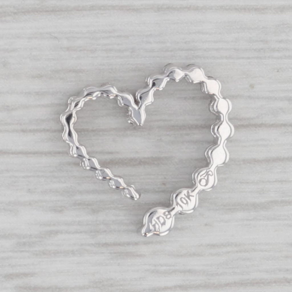 Gray 0.20ctw Diamond Floating Open Heart Pendant 10k White Gold