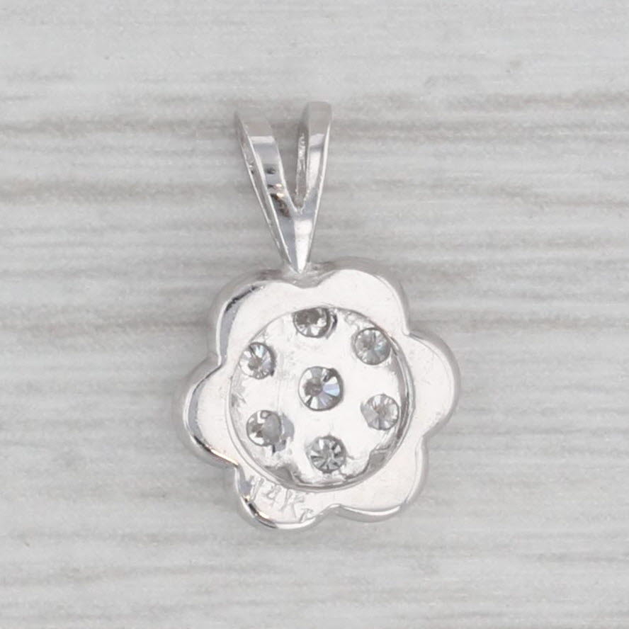 Gray Small Vintage Diamond Cluster Flower Pendant 14k White Gold
