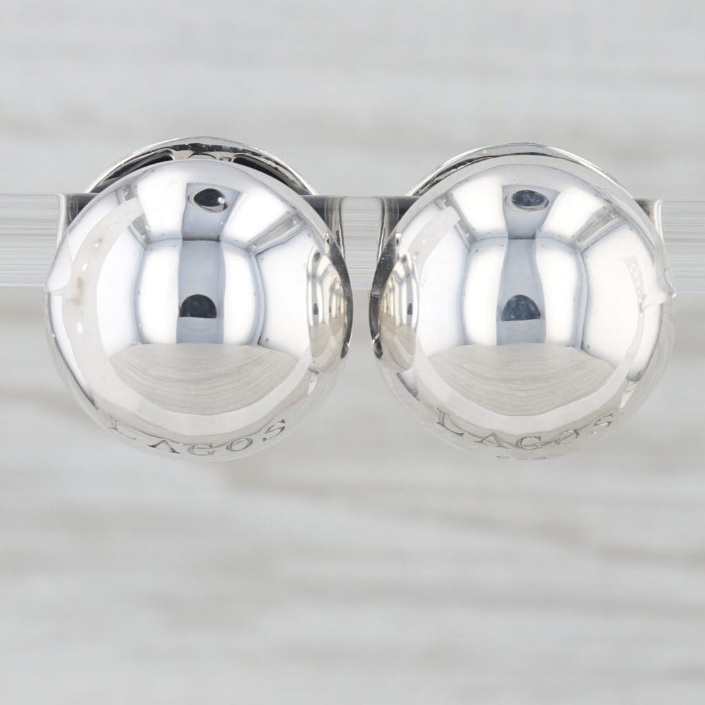Lagos Caviar Bubbly Hoop Huggie Earrings Sterling Silver 14k Gold Card & Pouch