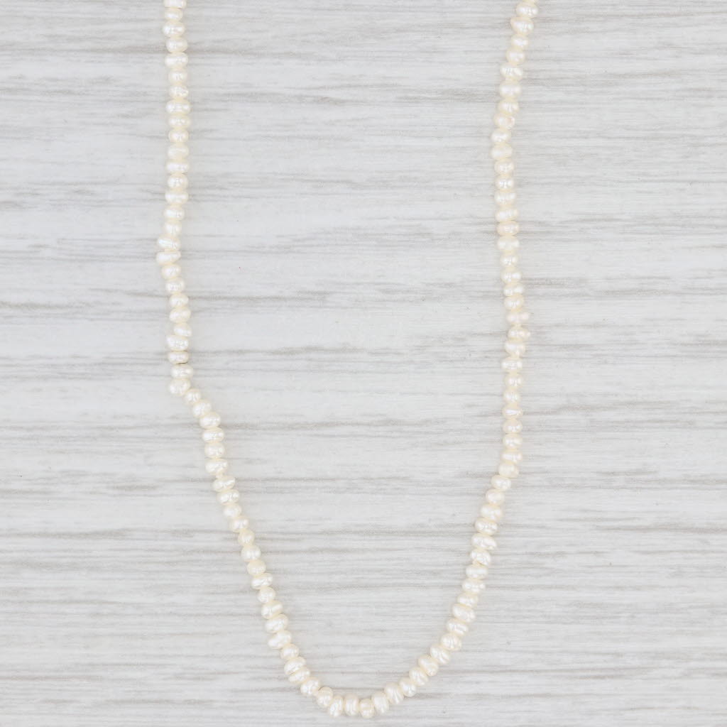 Light Gray Baroque Pearl Single Bead Strand Necklace 14-16" 14k Yellow Gold Adjustable