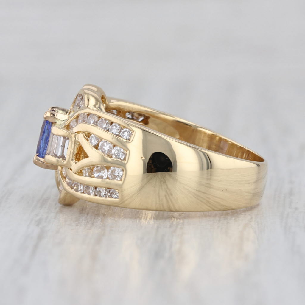 1.80ctw Tanzanite Diamond Knot Ring 18k Yellow Gold Size 8