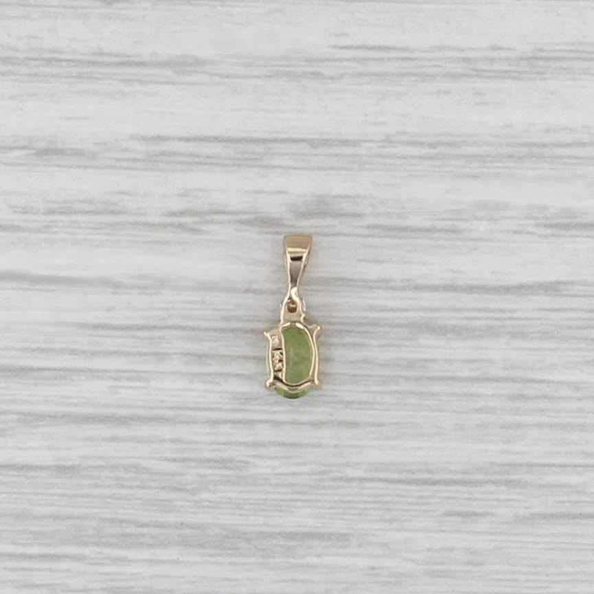 Small 0.53ctw Peridot Diamond Pendant 14k Yellow Gold Oval Solitaire