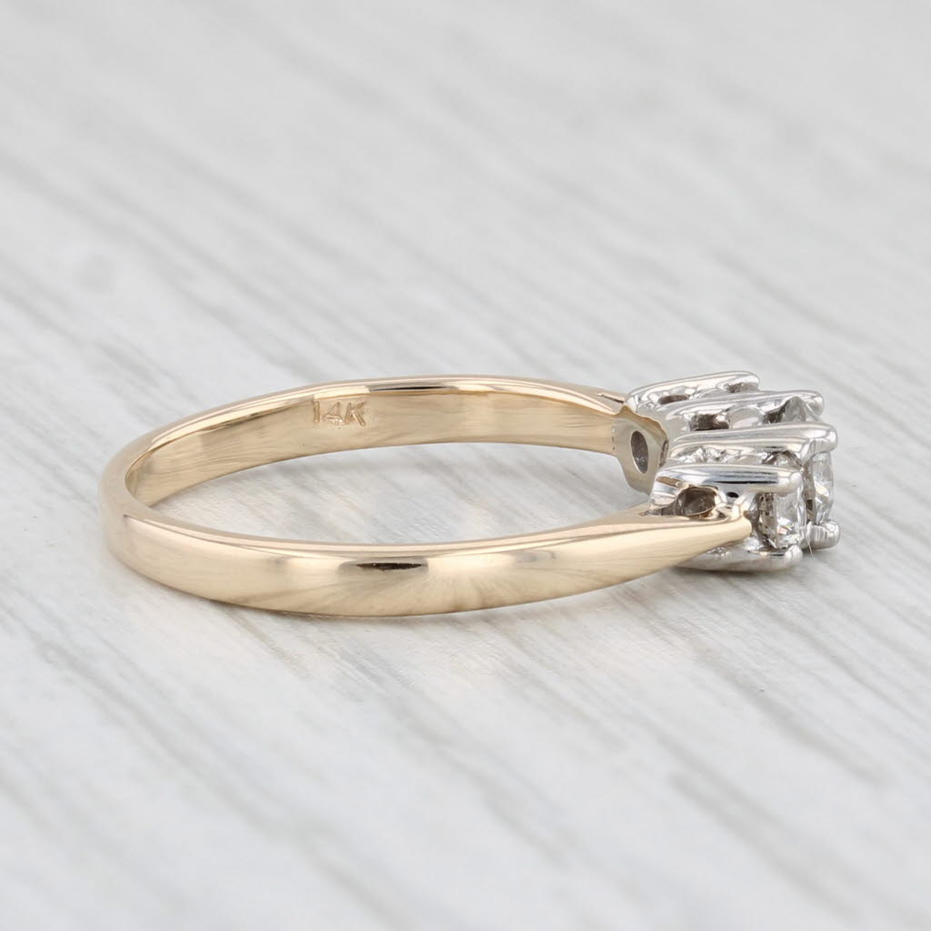 Light Gray 0.47ctw 3-Stone Diamond Engagement Ring 14k Gold Size 5 Round Brilliant