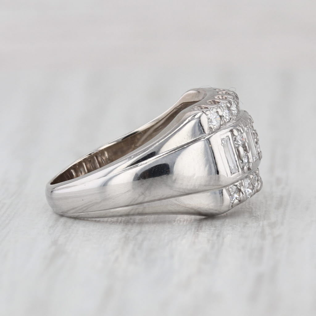 Vintage 0.64ctw 3-Row Diamond Ring 14k White Gold Size 4.75
