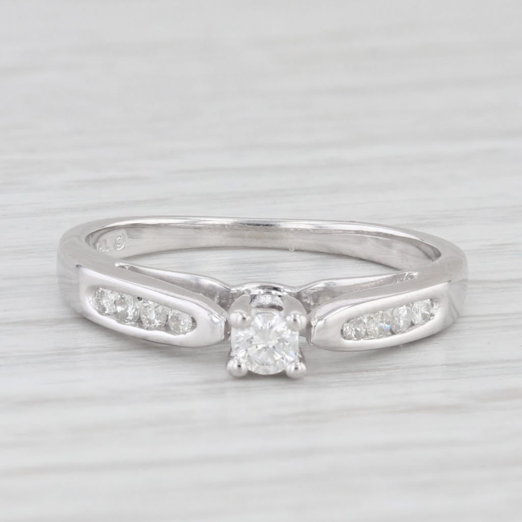 Light Gray 0.19ctw Round Diamond Engagement Ring 10k White Gold Size 6