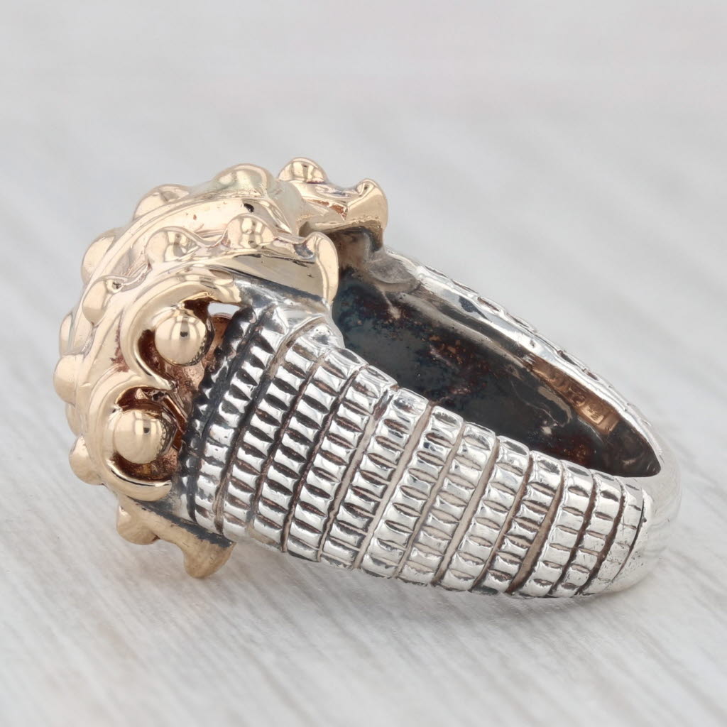 Light Gray Alwand Vahan 2-Toned Statement Ring 14k Yellow Gold Sterling Silver Size 5.5