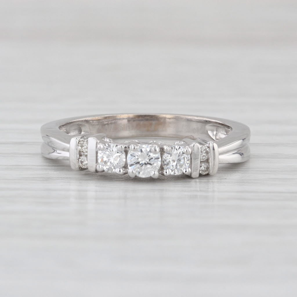 0.32ctw Diamond 3-Stone Tiered Engagement Ring 14k White Gold Stackable Size 7