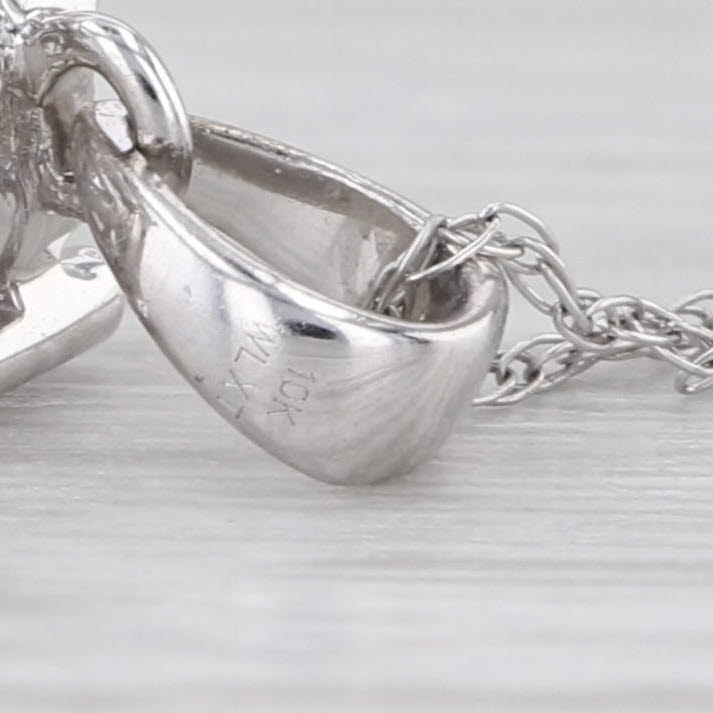 0.20ctw Diamond Halo Pendant Necklace 10k White Gold 20.25" Rope Chain