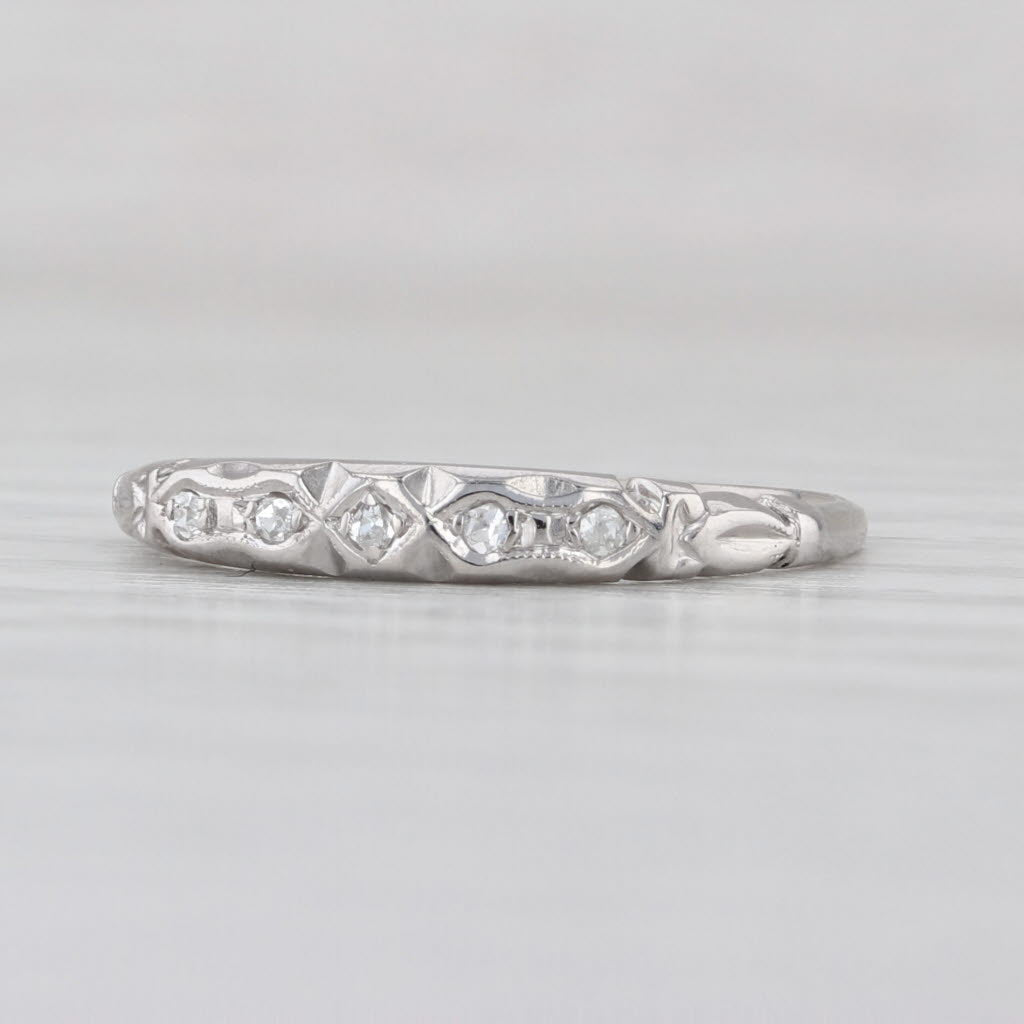 Vintage Diamond Ring 14k White Gold Size 5.25 Bridal Wedding Band