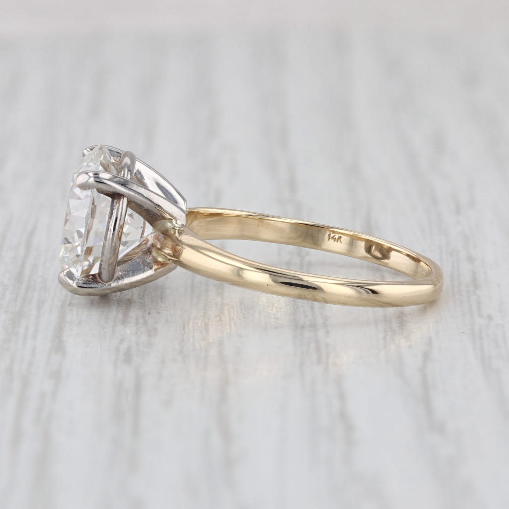 IGI 4.73ct Round Brilliant Solitaire Engagement Ring 14k White Yellow Gold Sz 8
