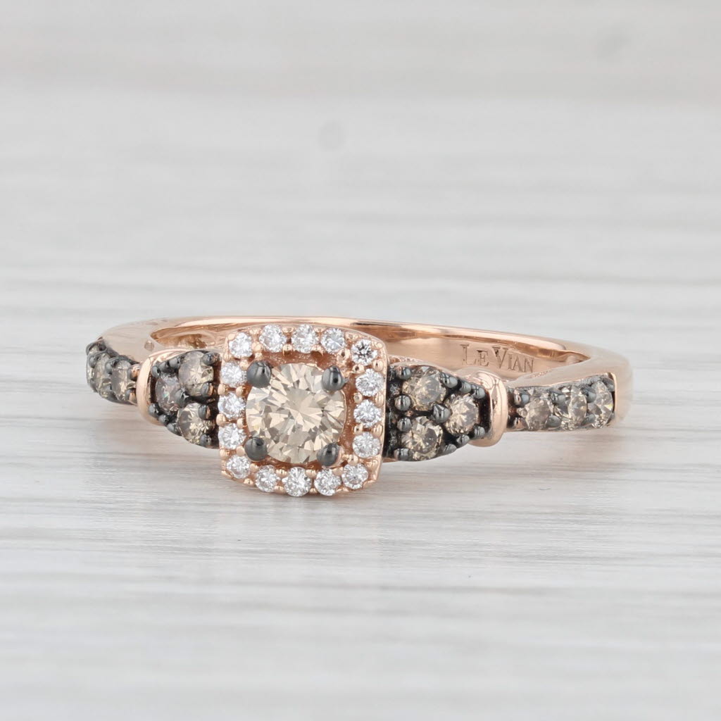 Light Gray Le Vian 0.44ctw Diamond Halo Engagement Ring 14k Rose Gold Size 6.75