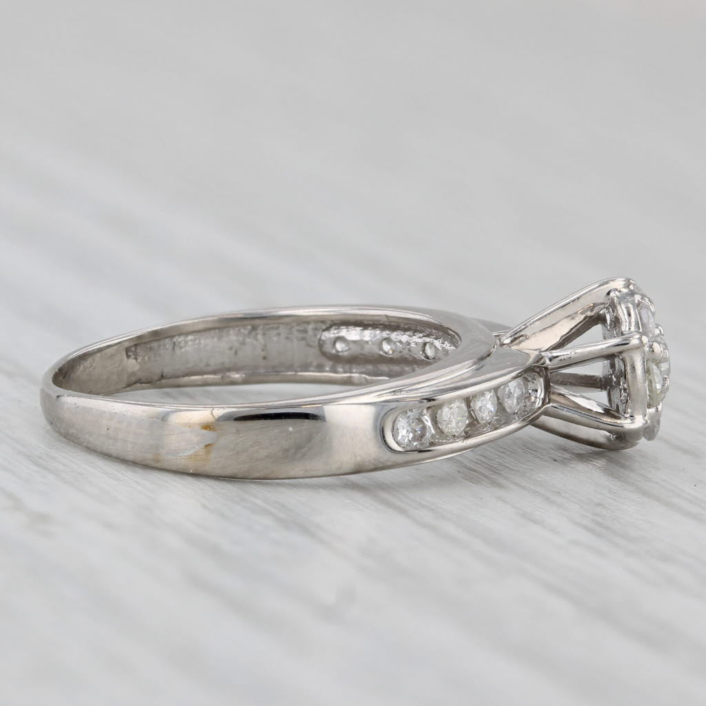 Gray 0.36ctw Diamond Cluster Engagement Ring 10k White Gold Size 5.5
