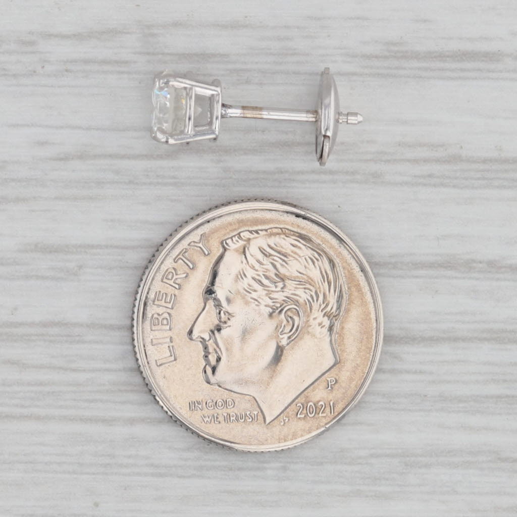 Gray Single 0.62ct Round Diamond Solitaire Stud Earring 14k White Gold