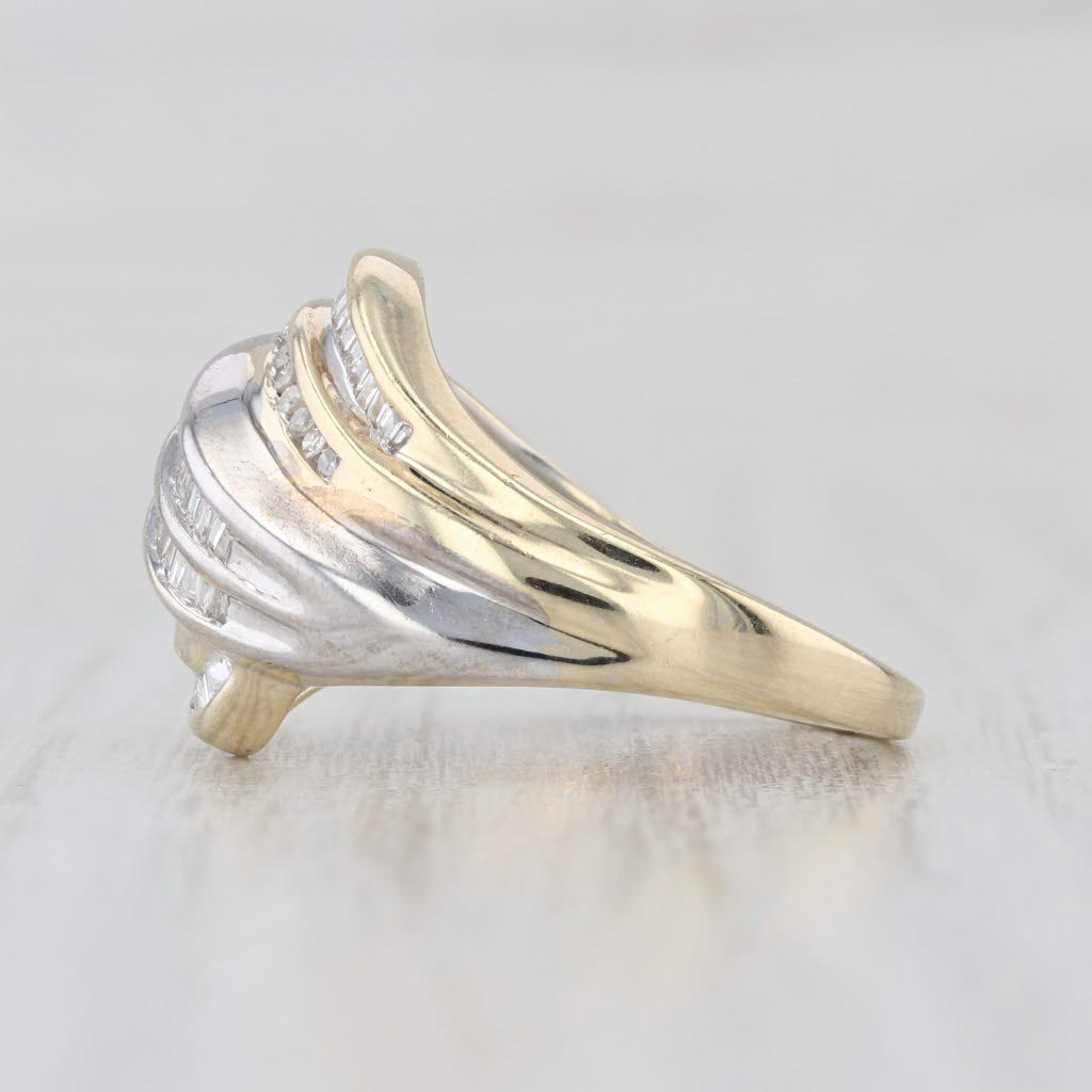 0.40ctw Diamond Bypass Ring 10k Gold Channel Set Baguettes Size 7