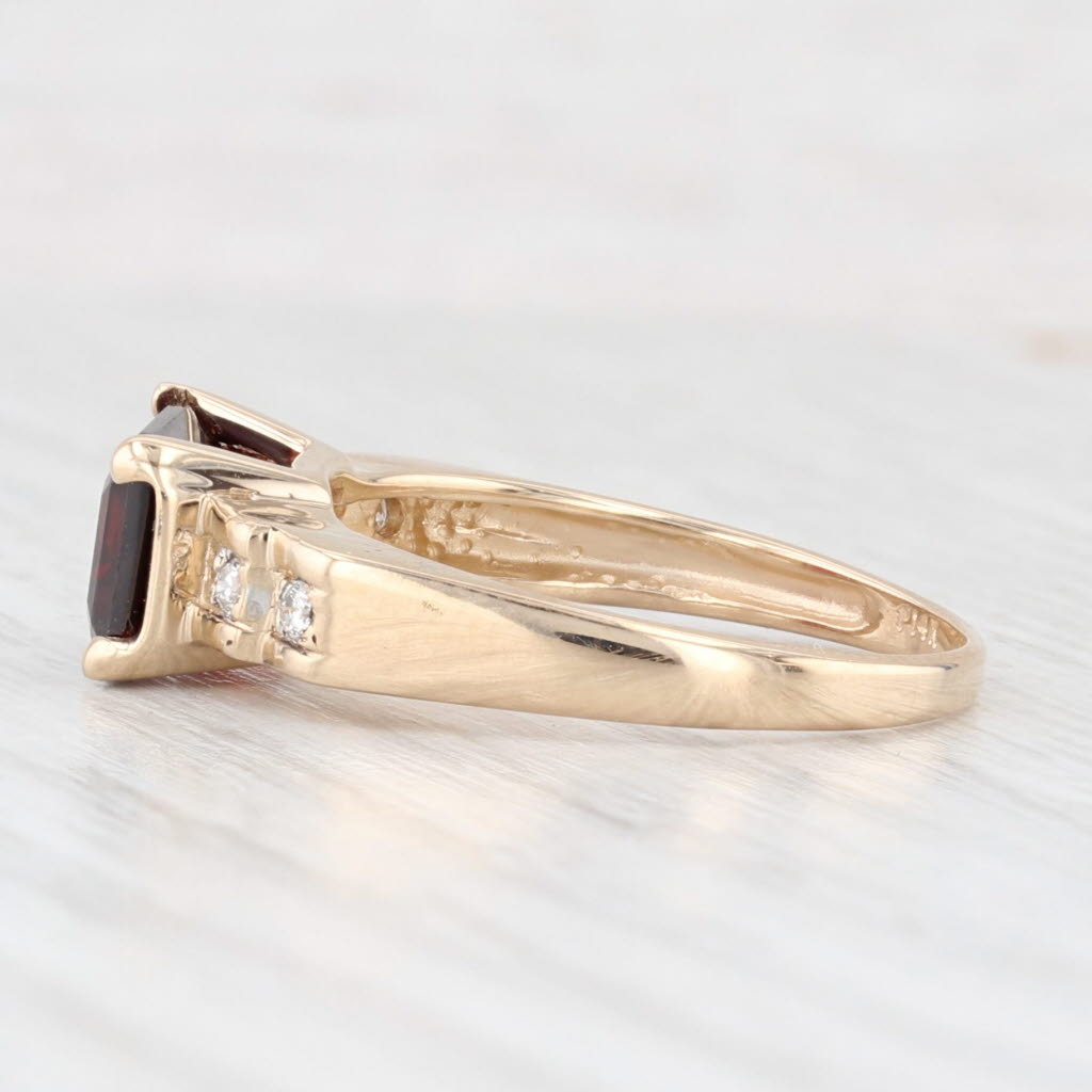 Antique White 2.80ctw Emerald Cut Garnet Diamond Ring 14k Yellow Gold Size 7.5