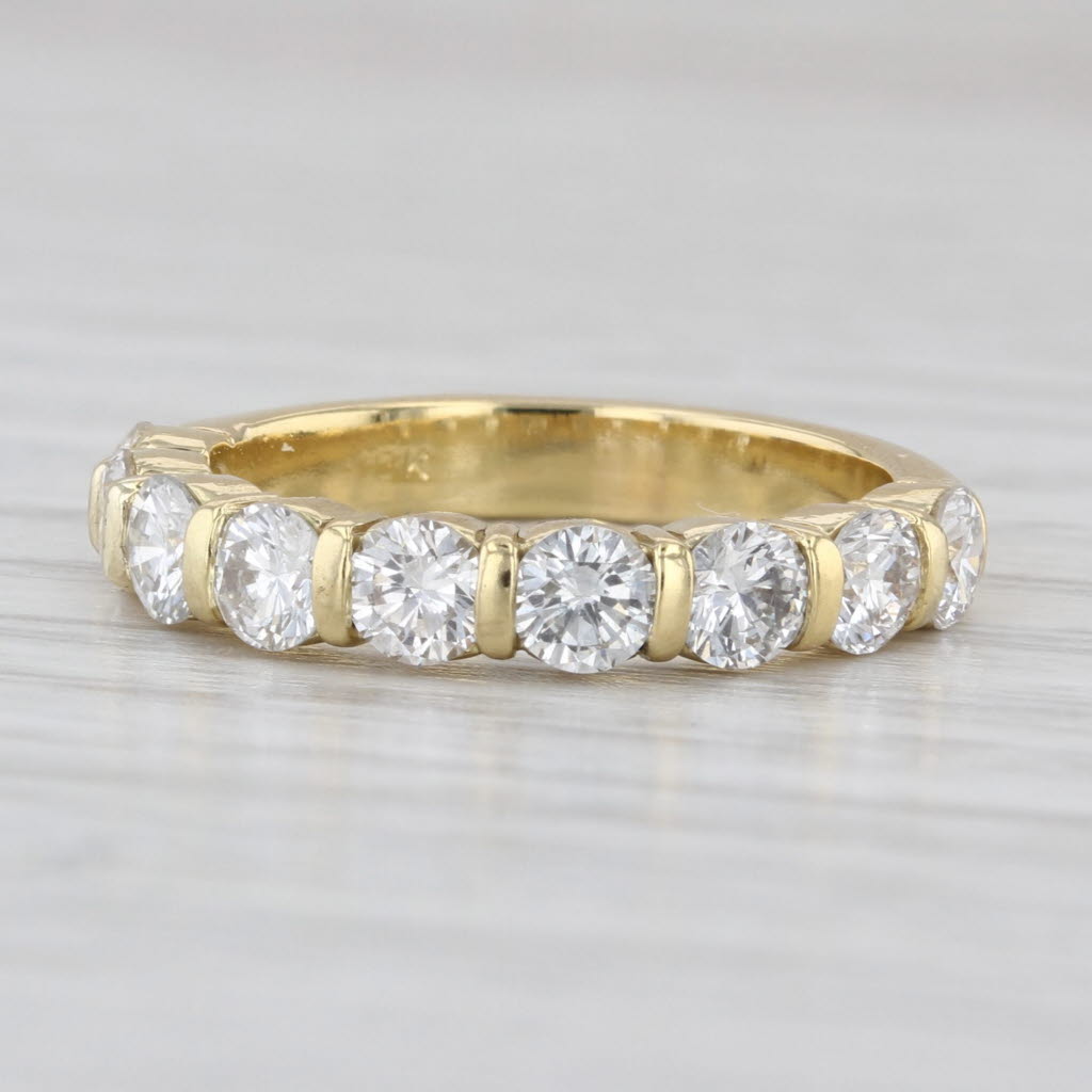 1.26ctw Diamond Wedding Anniversary Band 18k Yellow Gold Sz 5.25 Stackable Ring