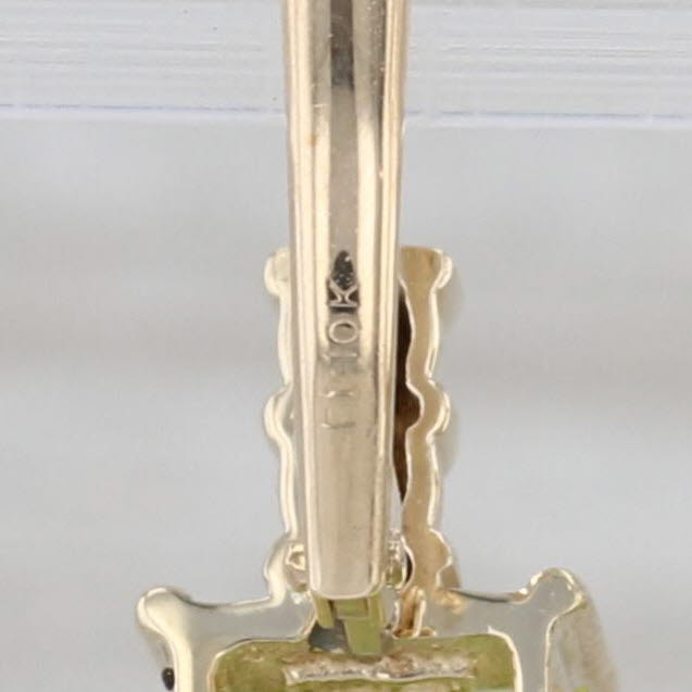 3.66ctw Peridot Diamond Drop Earrings 10k Yellow Gold Snap Backs