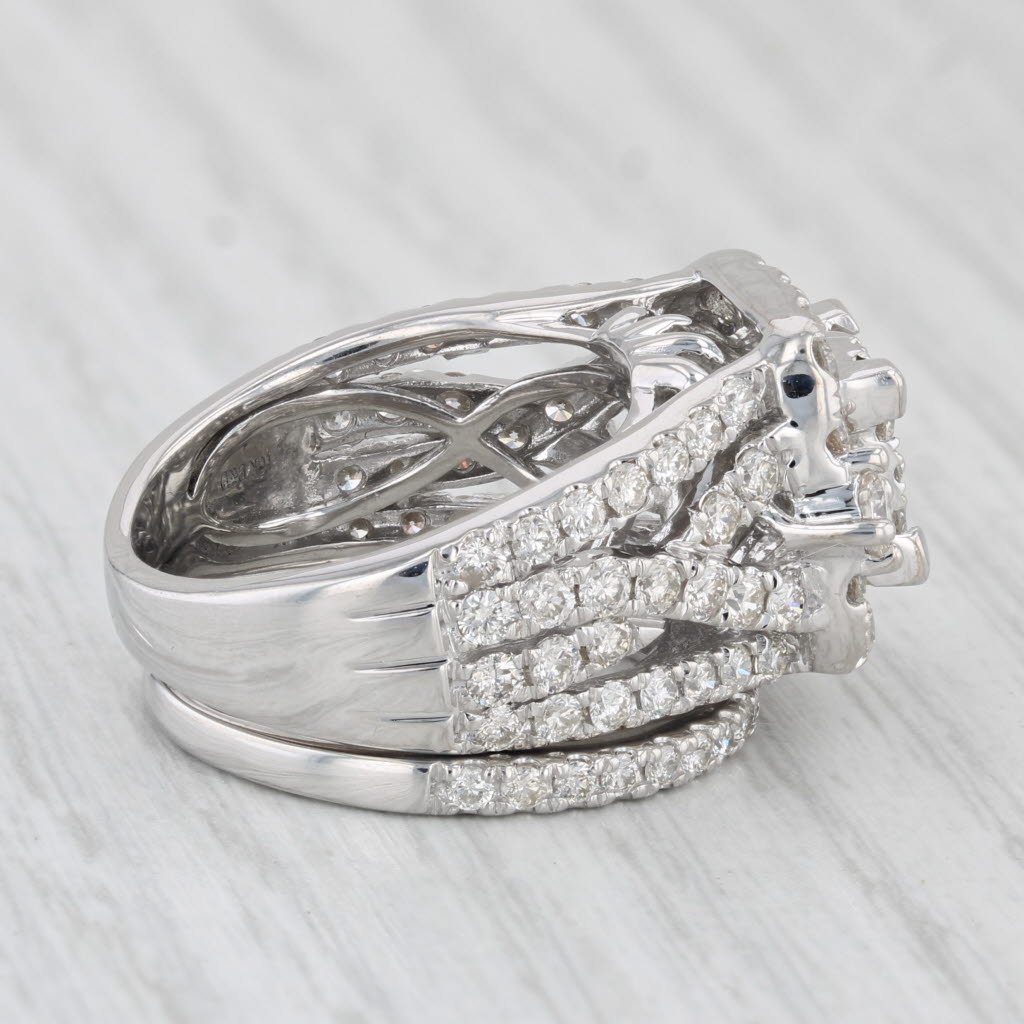 Light Gray 2.52ctw Diamond Halo Engagement Ring Wedding Band Bridal Set 10k White Gold Sz 6
