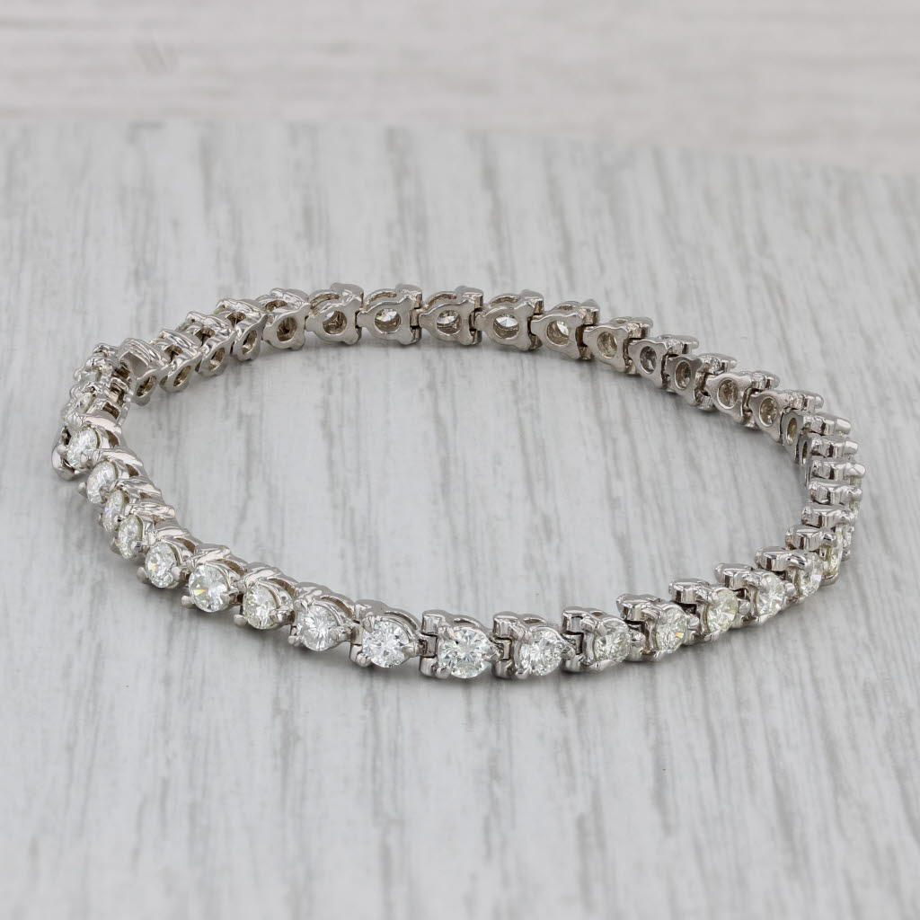 Gray 3.50ctw Diamond Tennis Bracelet 14k White Gold 6.75" 4.2mm