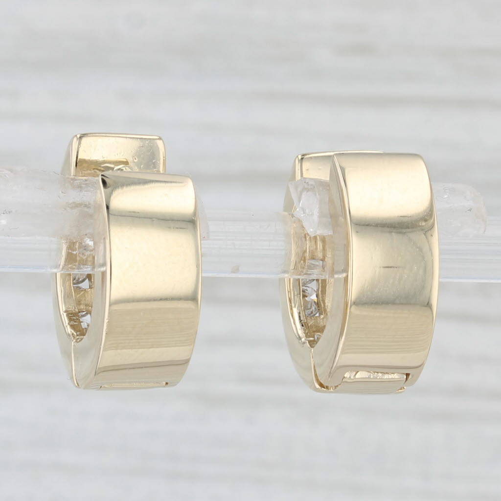 Light Gray 1ctw Diamond Hoop Huggie Earrings 14k Yellow Gold Snap Top Hinged Round Hoops