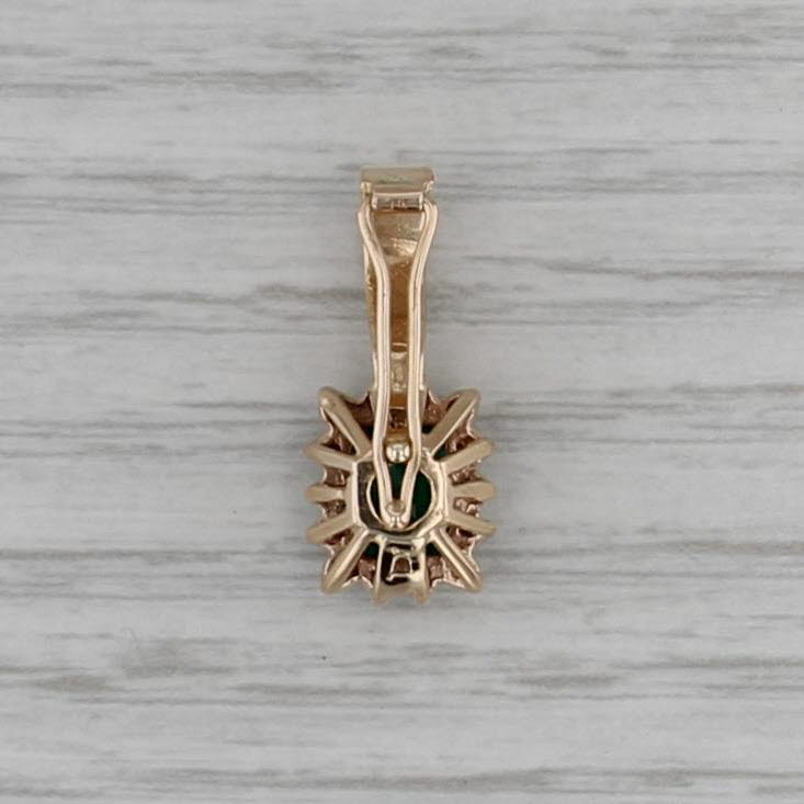 1.50ctw Lab Created Emerald Diamond Halo Enhancer Pendant 14k Gold Clip Bail