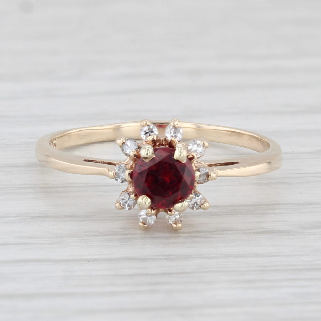 Light Gray 0.54ctw Lab Created Ruby Diamond Halo Ring 10k Yellow God Size 7.5