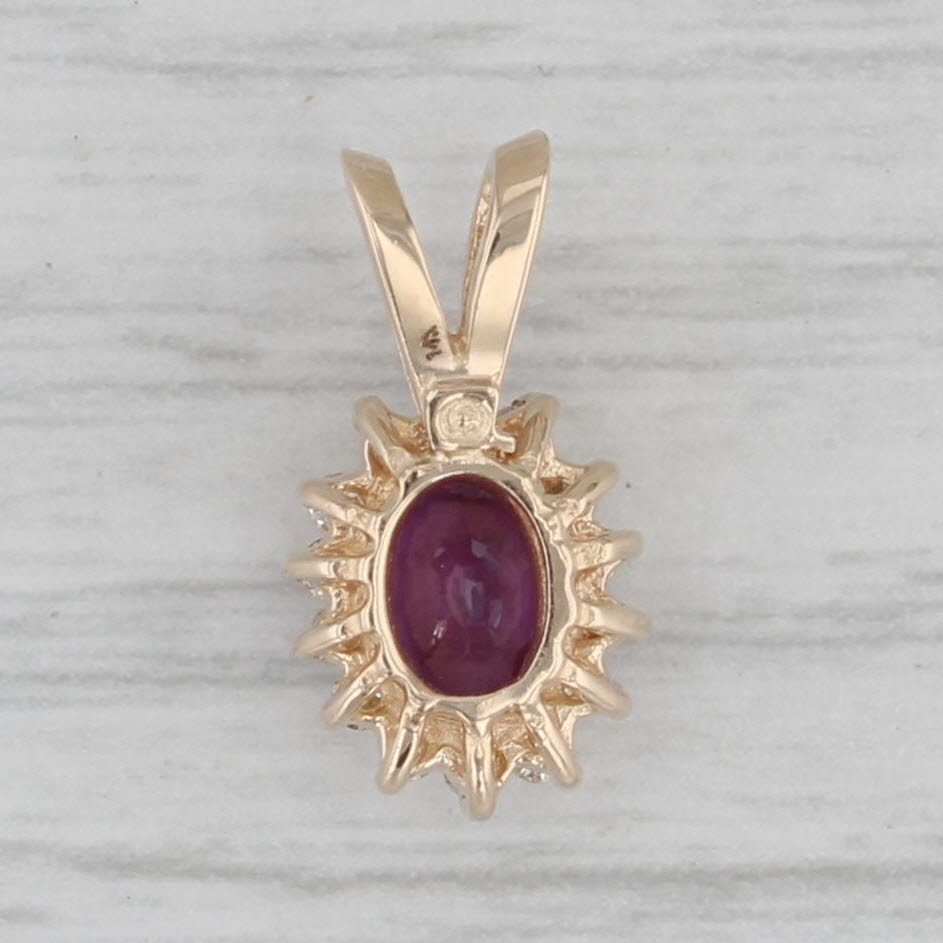 Gray 0.52ctw Ruby Diamond Halo Small Drop Pendant 14k Yellow Gold