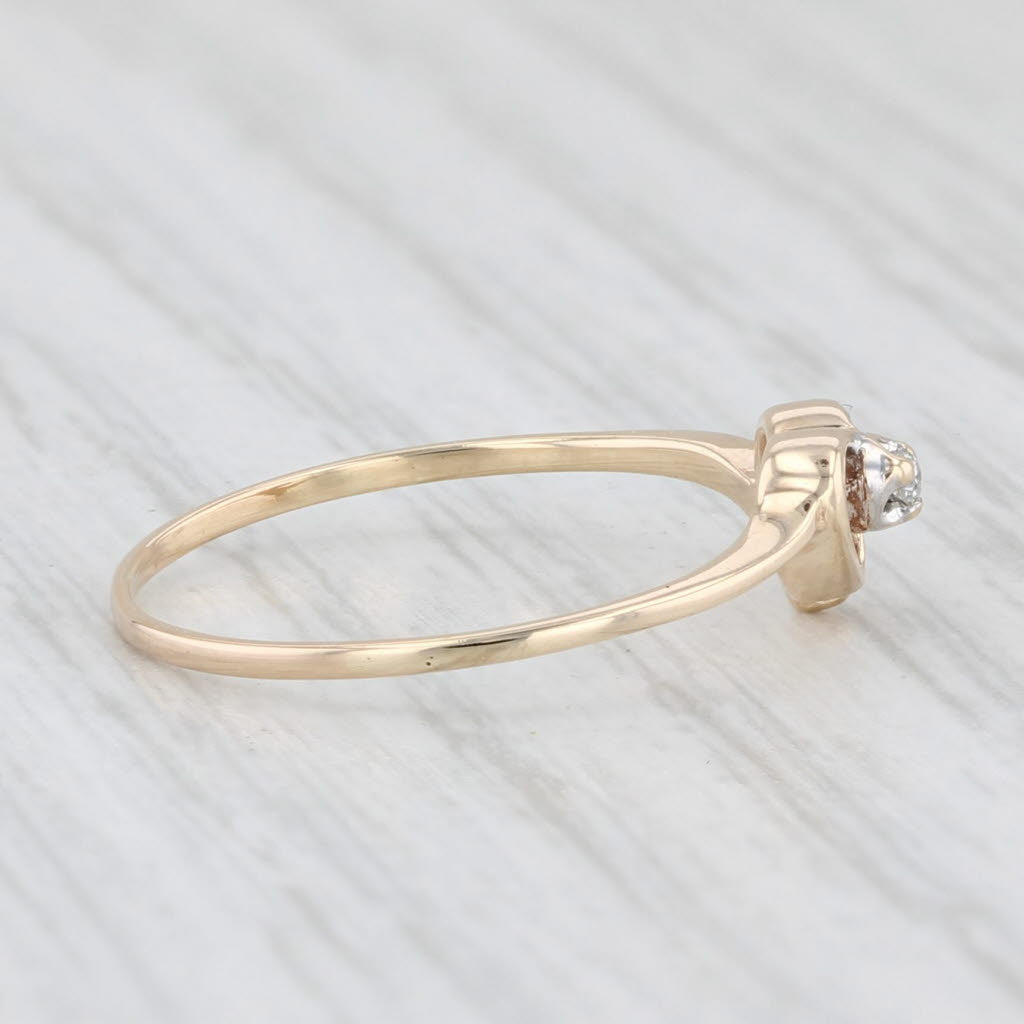 Light Gray Diamond Accented Heart Ring 10k Yellow Gold Size 4.5 Petite Bypass Band