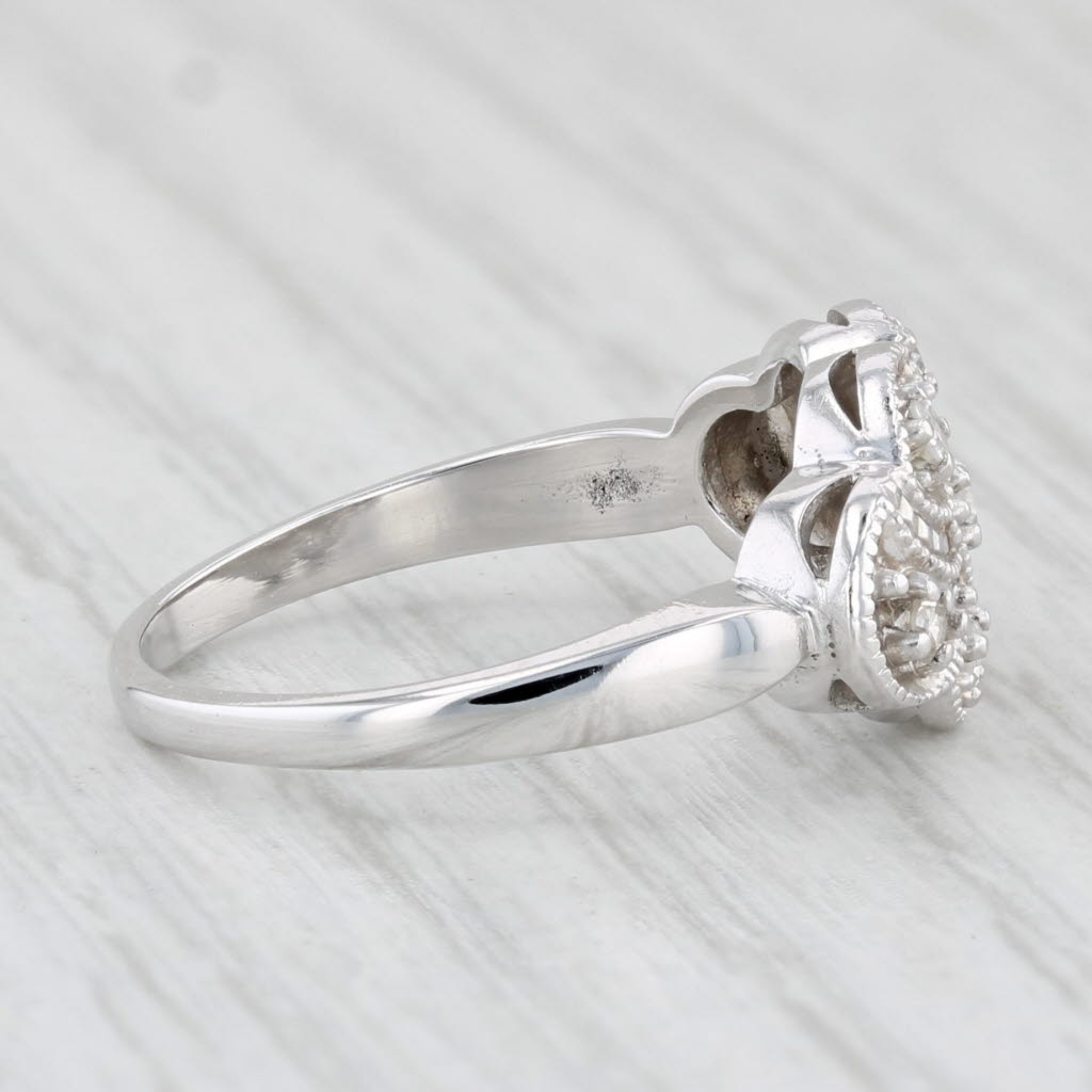 Light Gray Vintage Diamond Filigree Ring 14k White Gold Size 6