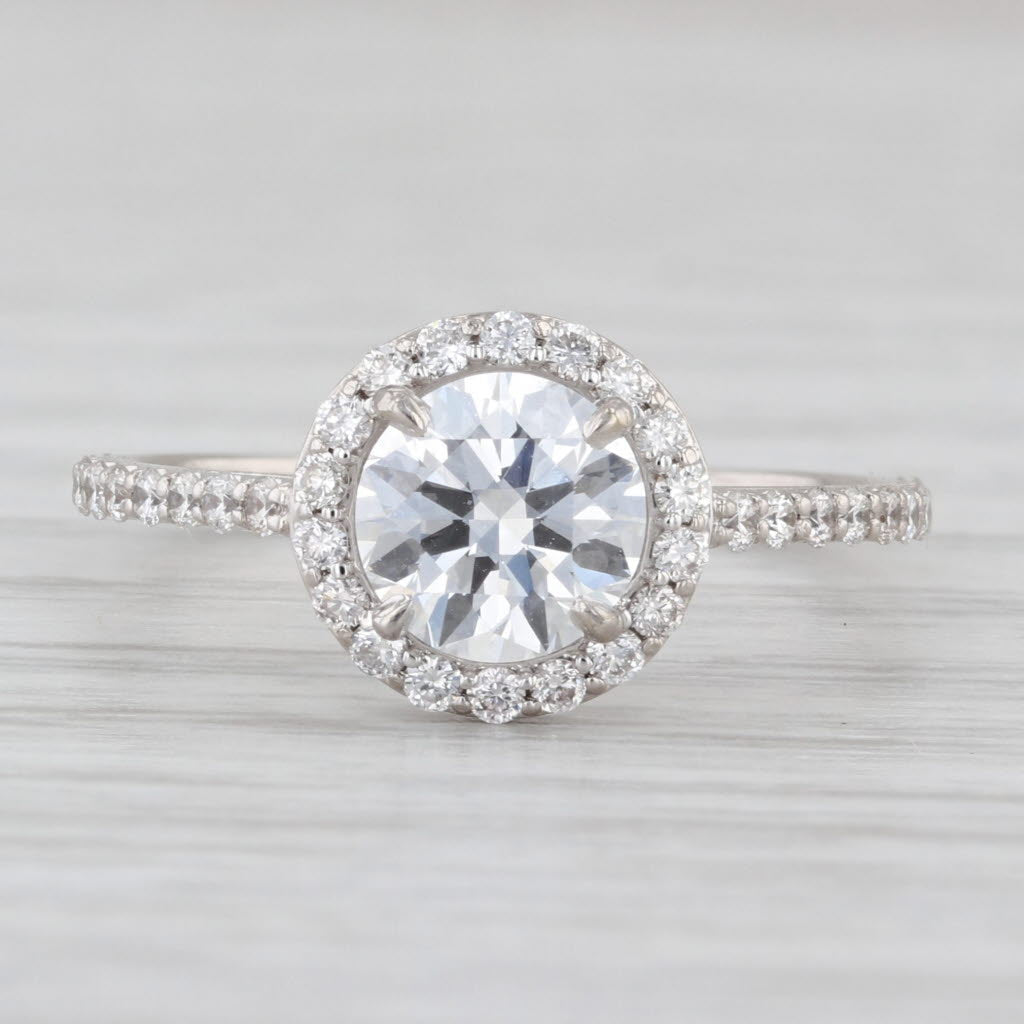 1.39ctw Lab Grown Diamond Halo Engagement Ring 14k White Gold Size 6 IGI
