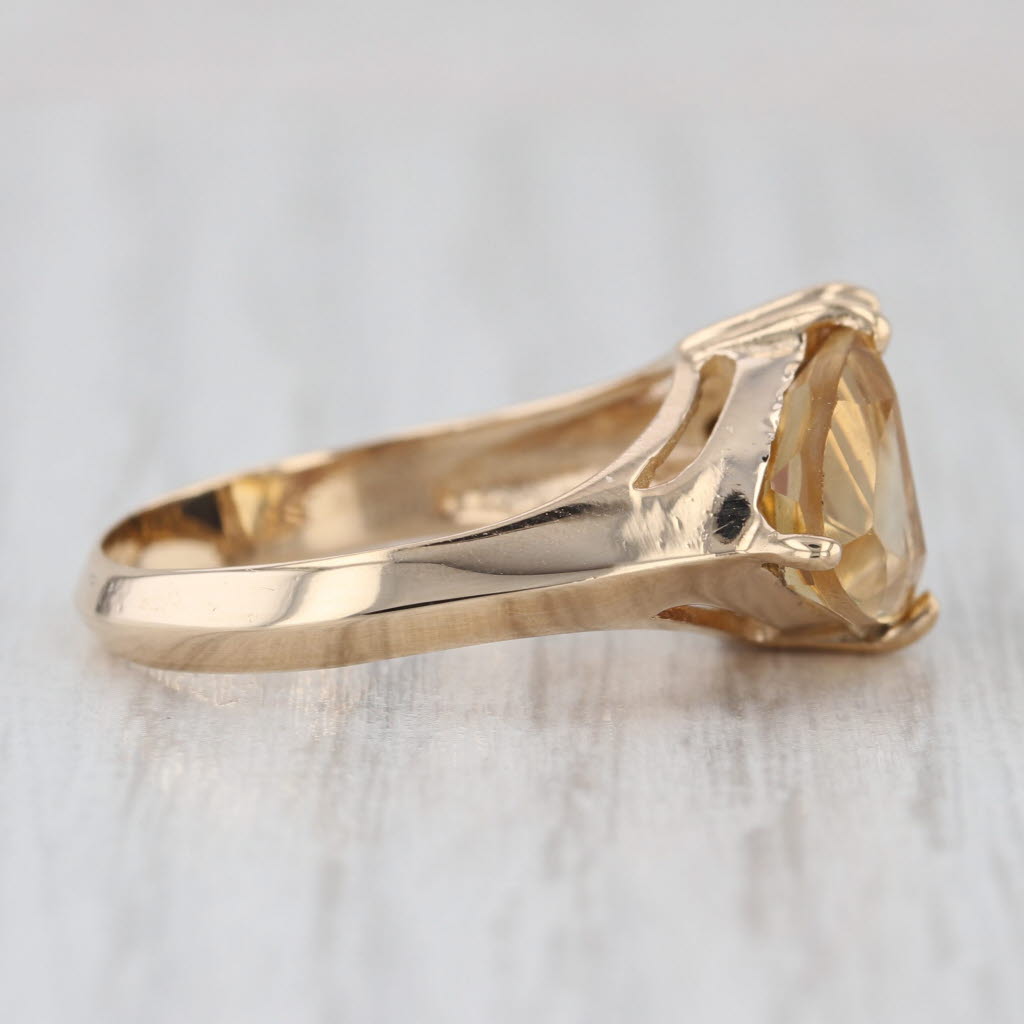 Black Onyx Yellow Citrine Diamond Ring 14k Yellow Gold Size 8-8.25