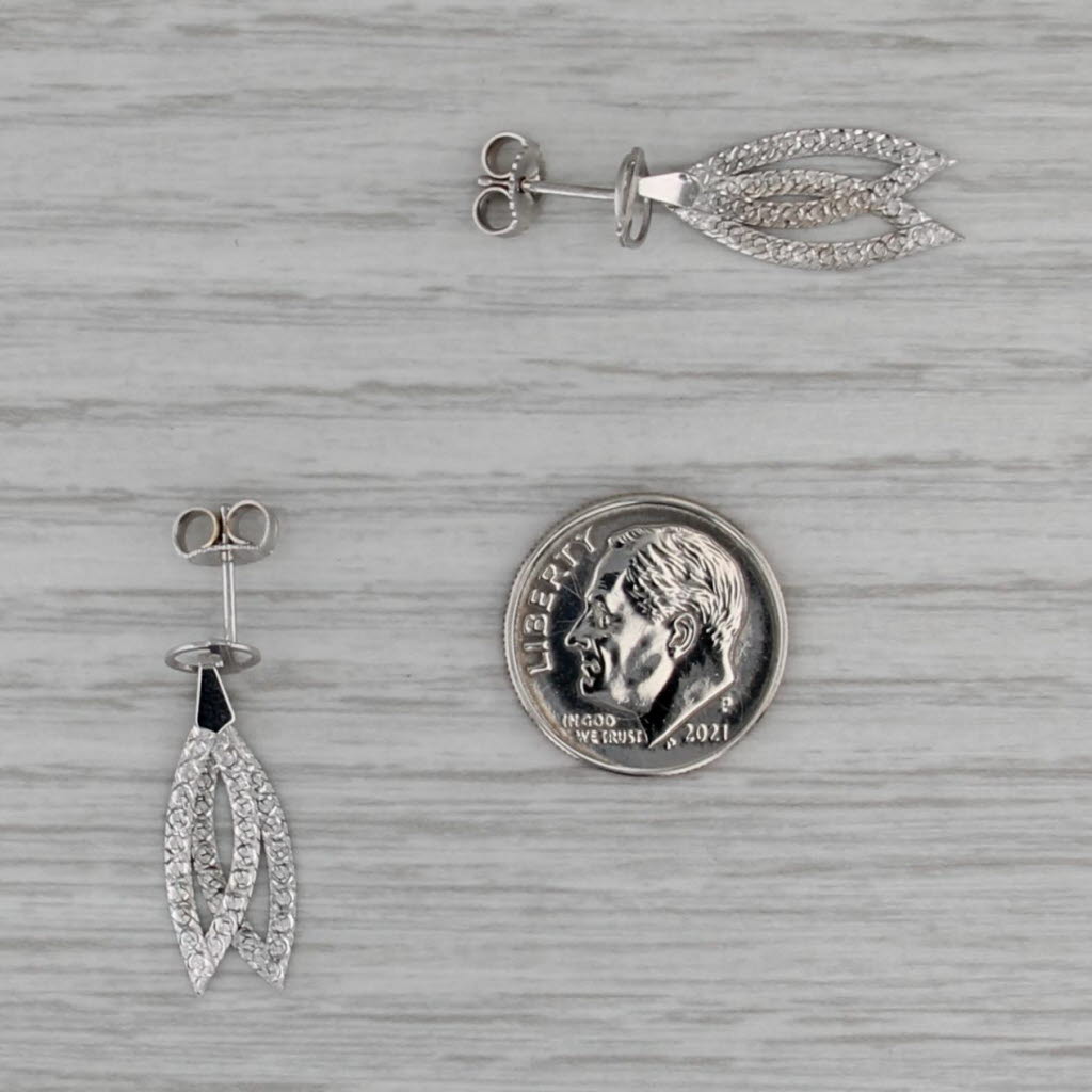 Marquise Dangle Earrings 14k White Gold Chain Drops