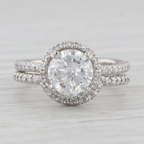 2.20ctw Round Diamond Halo Engagement Ring Wedding Band Bridal Platinum EGL